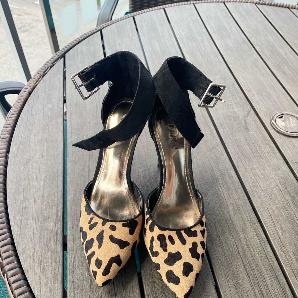 Black and leopard Jennifer Lopez strappy dress heels. Only worn once!